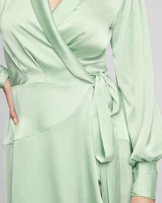 Long Sleeve Satin Wrap Mini Dress click to view larger image.
