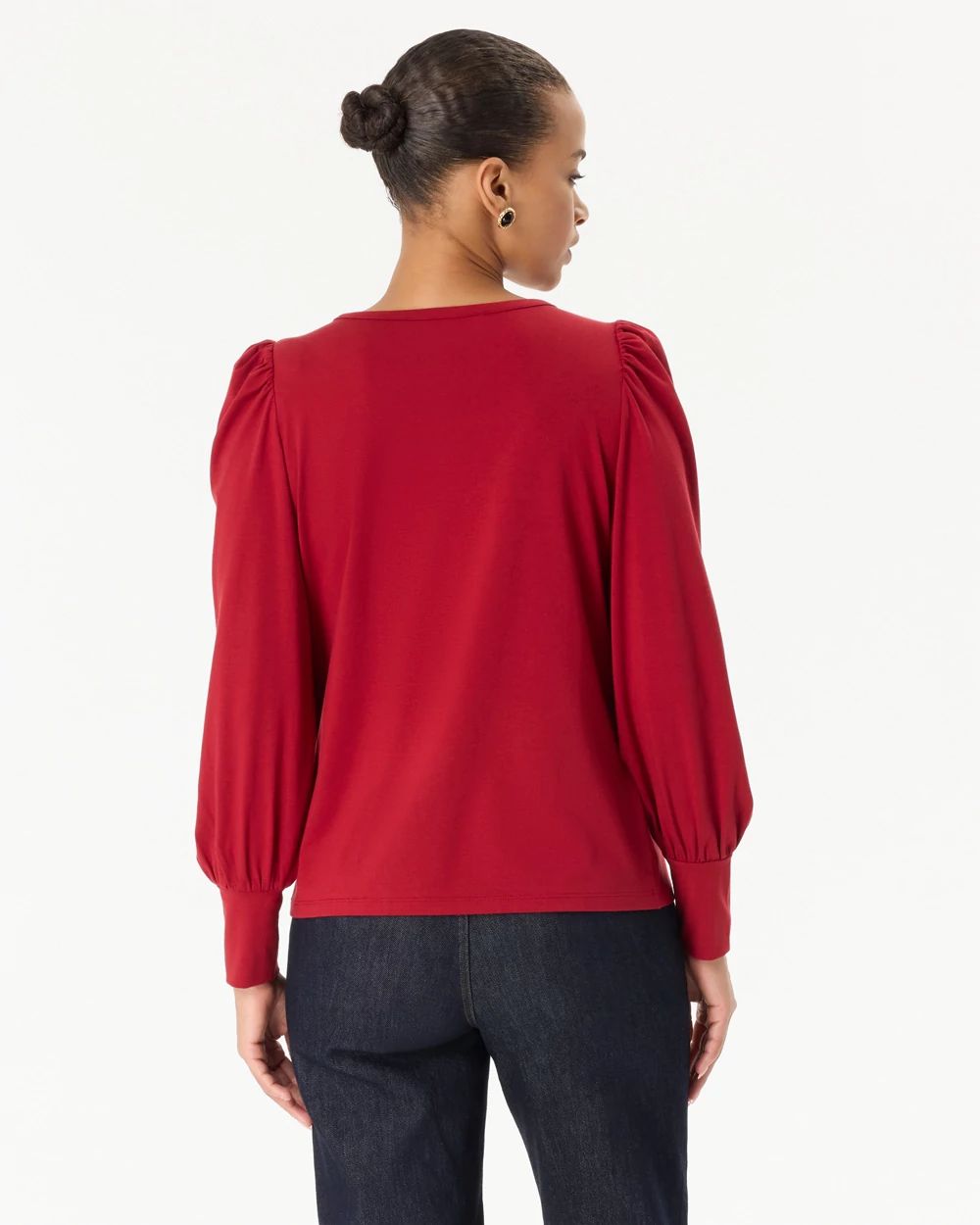 Blouson Sleeve V-neck Top click to view larger image.