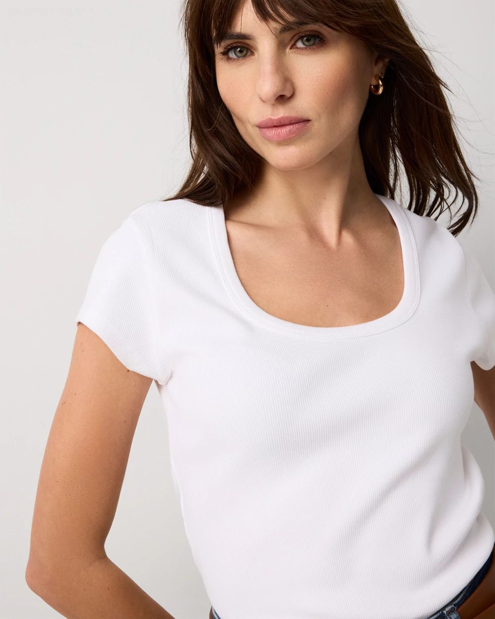 WHBM FORME™ Ribbed Scoop Neck Tee click to view larger image.