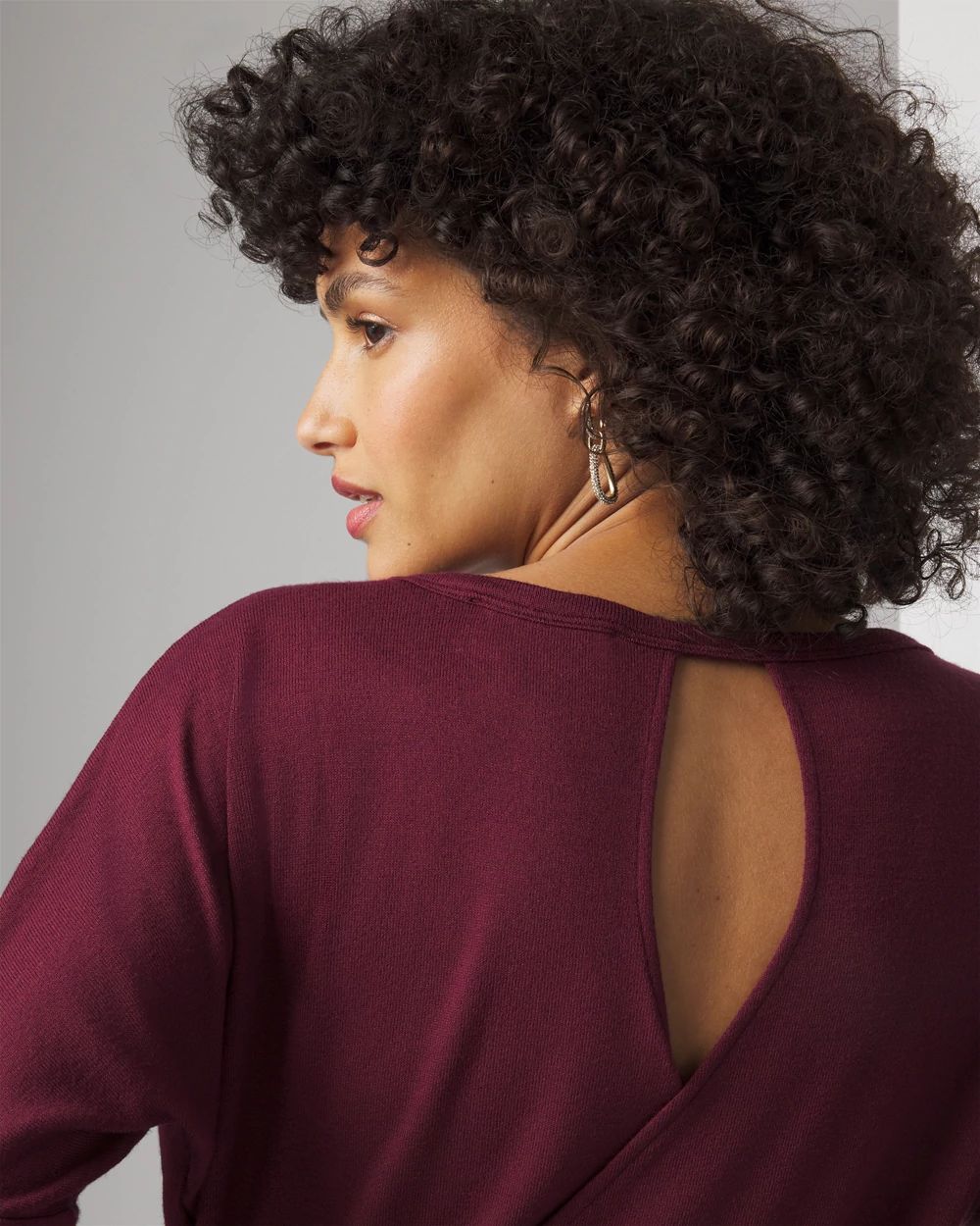 Long Sleeve Knit Top with Cutout Back