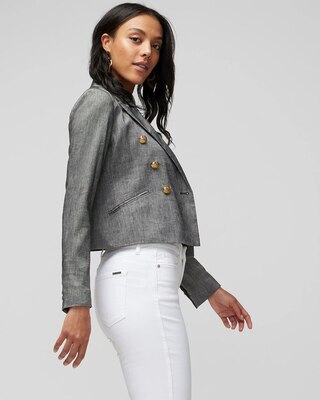 Cropped Linen-Blend Studio Blazer