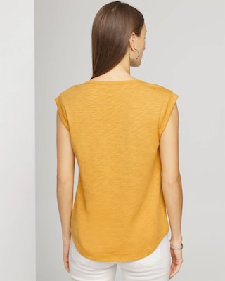 Lace-Up Shoulder Scoop Tee