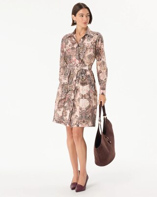 Petite Belted Button Front Shirt Dress click to view larger image.