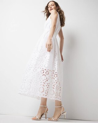 Petite Eyelet Hem Midi Dress click to view larger image.