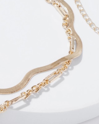 Convertible Gold Snake Chain Multi-Strand Necklace click to view larger image.