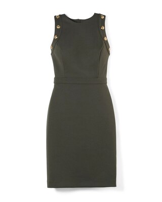 Luxe Stretch Sleeveless Button Detail Dress