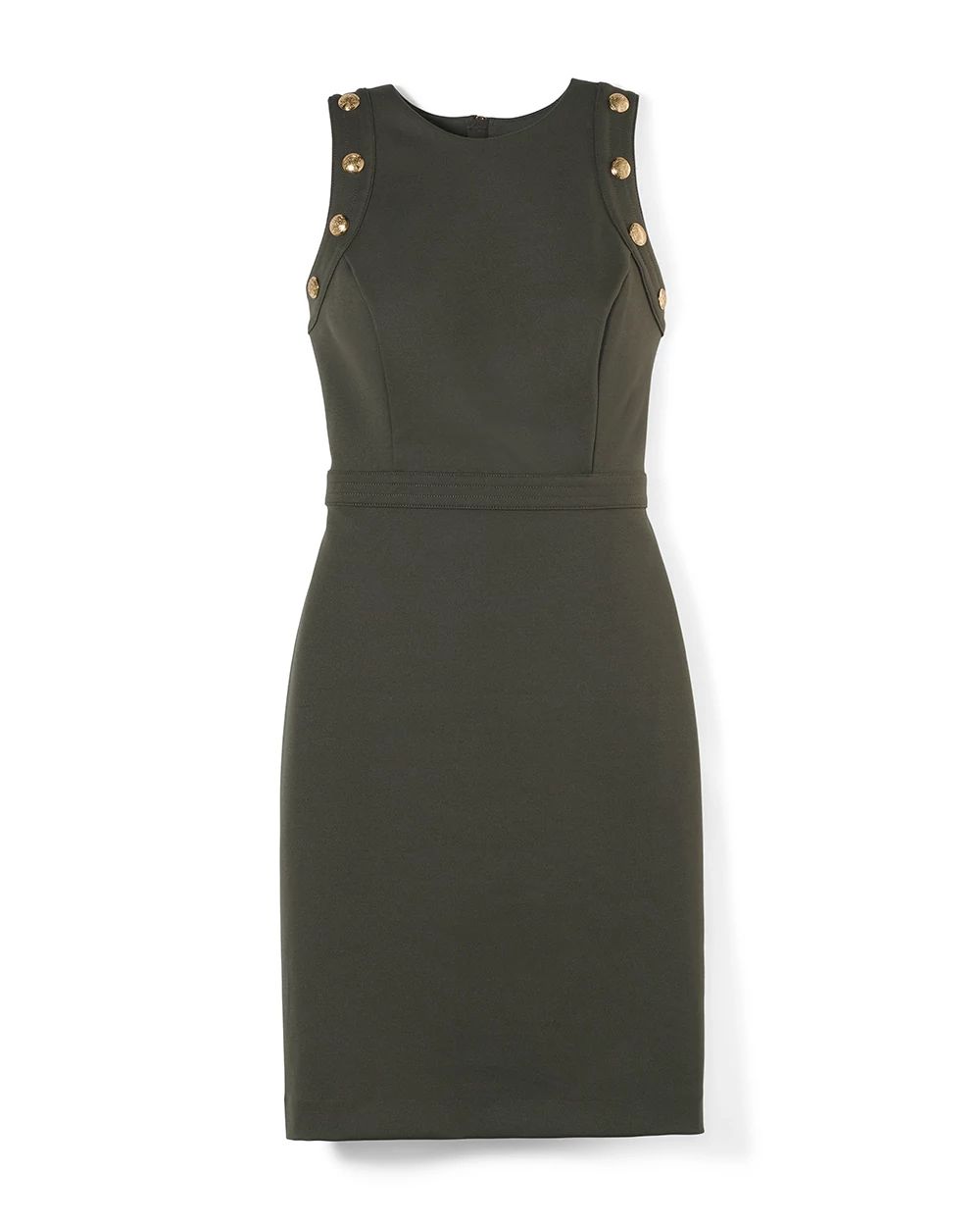 Luxe Stretch Sleeveless Button Detail Dress
