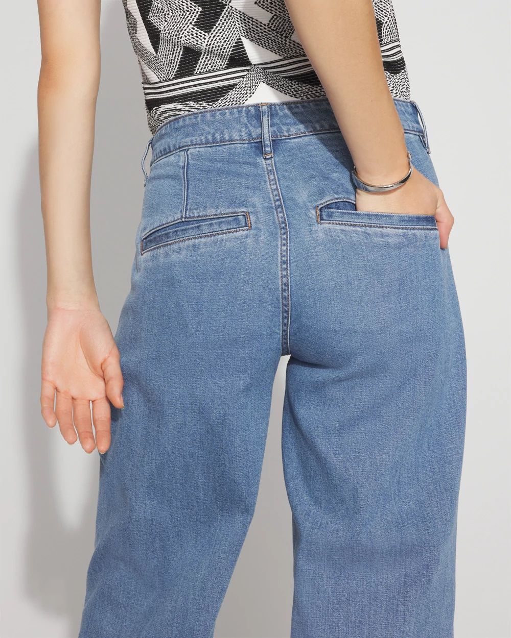 Petite High-Rise Pleated + Belted Wide-Leg Jean