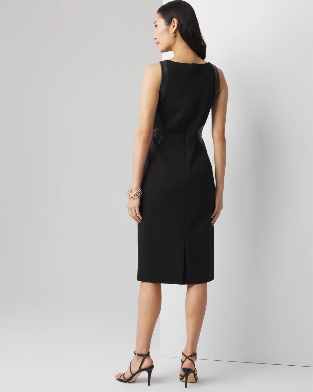 Boatneck Sheath with Faux Leather Insets