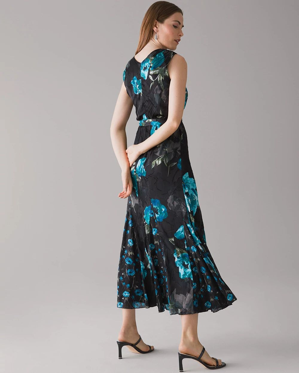 Sleeveless Floral Burnout Midi Dress