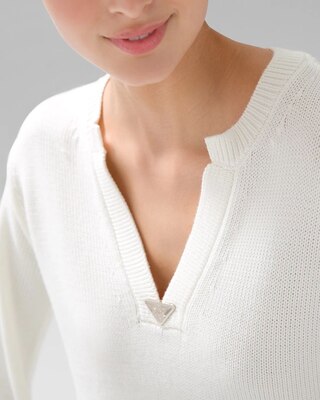 Elbow Sleeve V-Neck Pullover