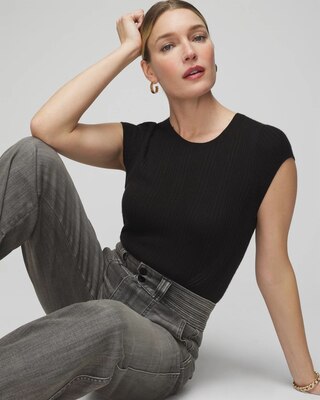 Cashmere Blend Short Sleeve Sweater click to view larger image.