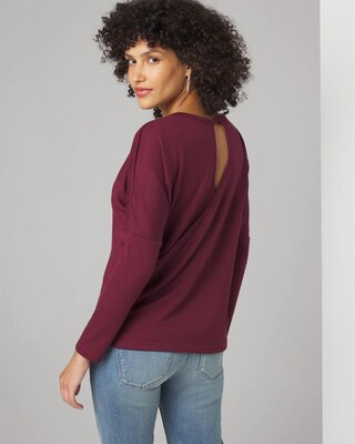 Long Sleeve Knit Top with Cutout Back click to view larger image.