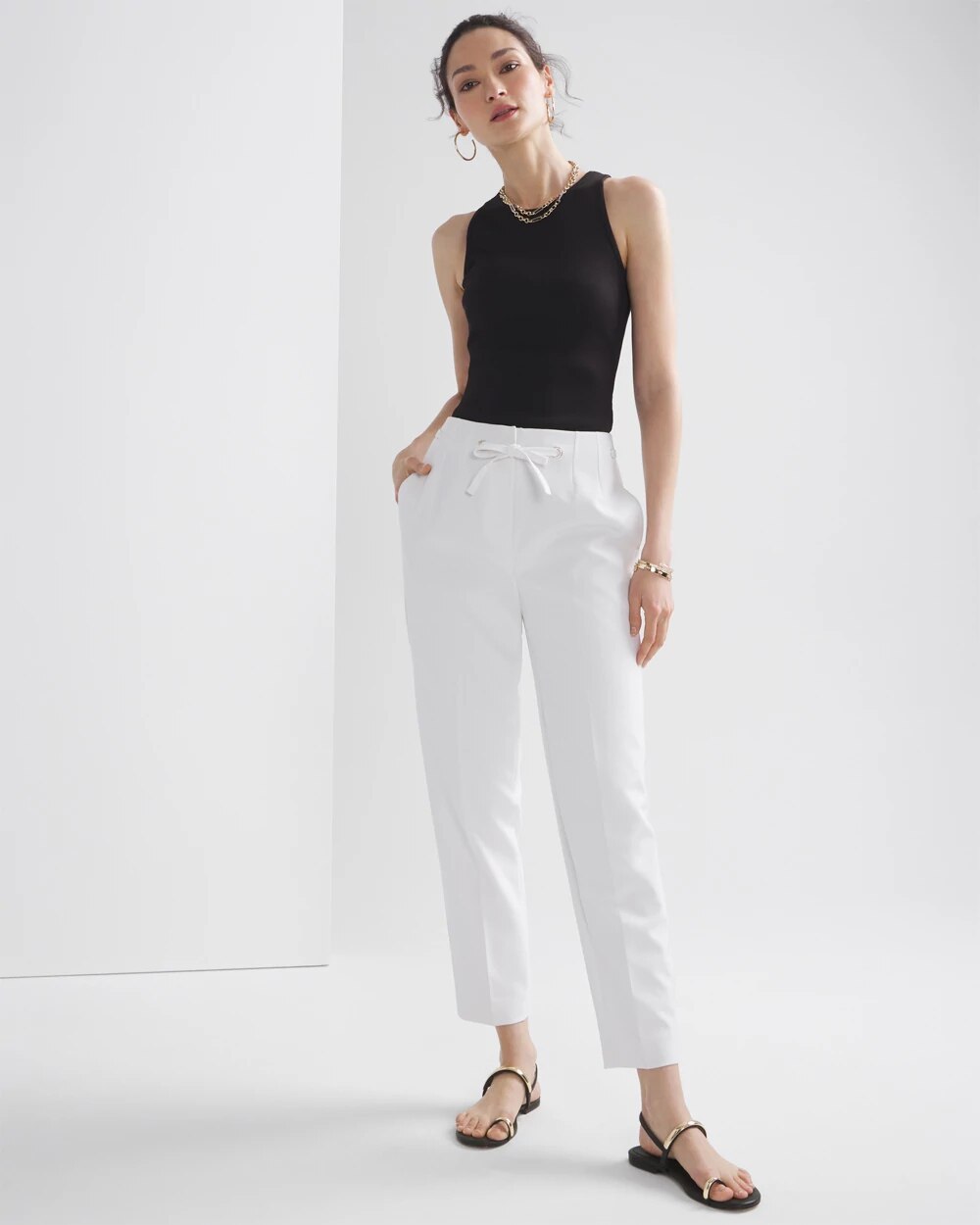 Grommet Tapered Ankle Pants