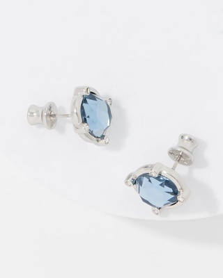 Denim Blue Glass Stone Stud Earrings click to view larger image.