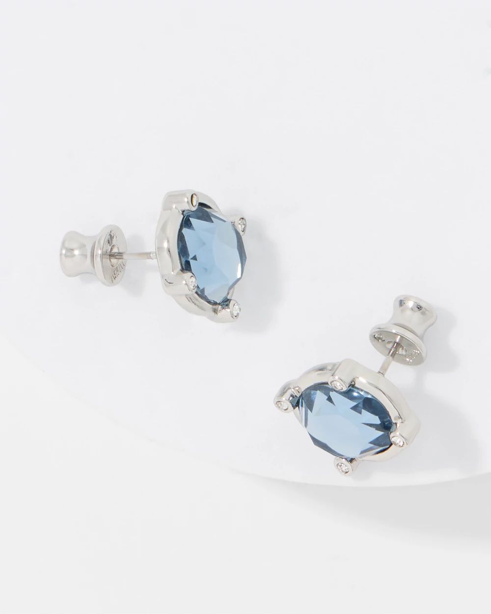 Denim Blue Glass Stone Stud Earrings