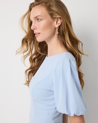 Puff Sleeve Midi Sheath Dress click to view larger image.