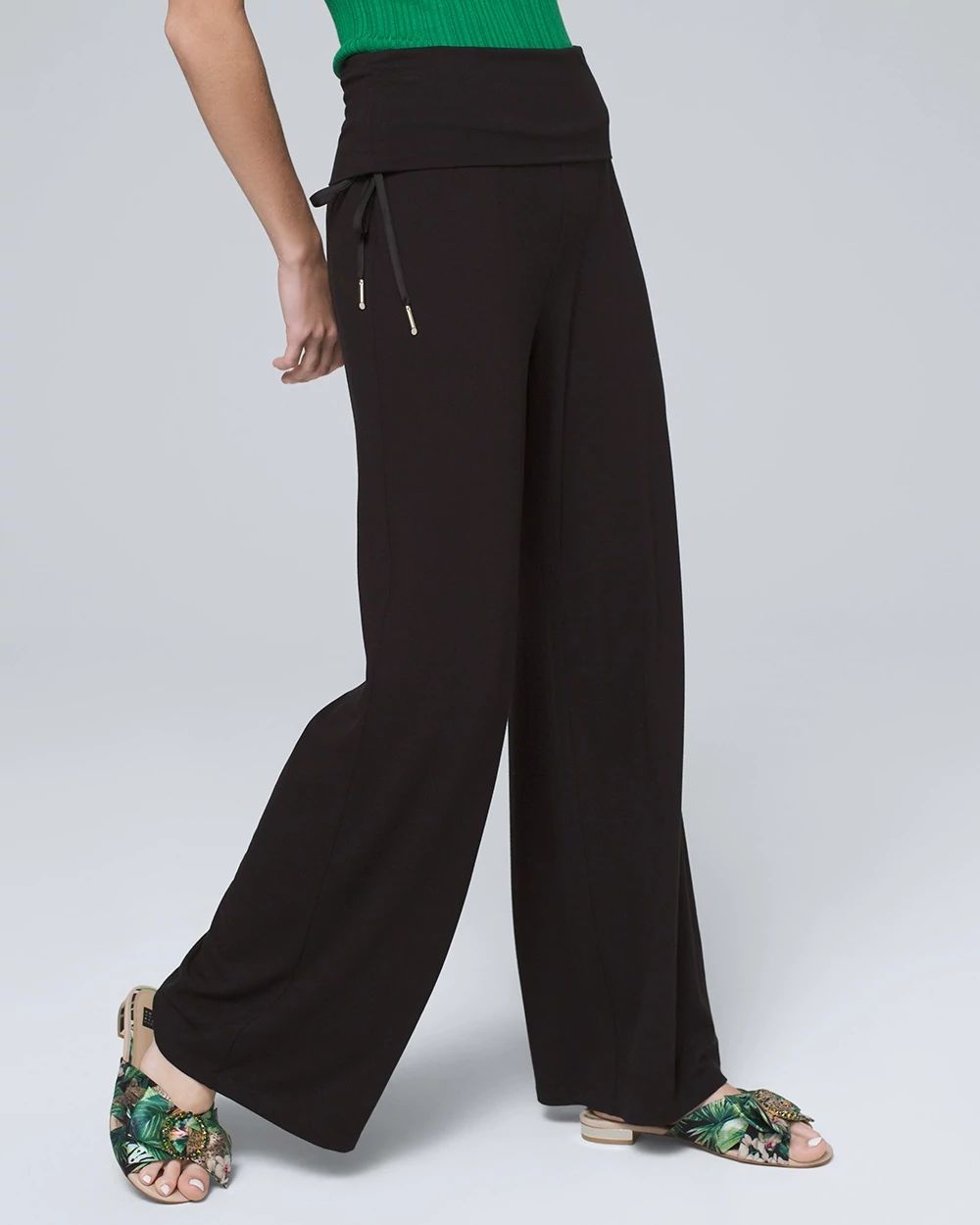 Petite Fold-Over Wide Leg Pants