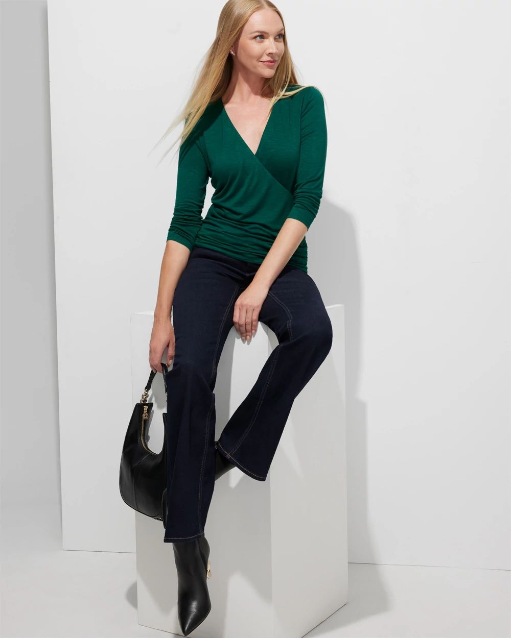 Outlet WHBM Surplice 3/4-Sleeve Tee
