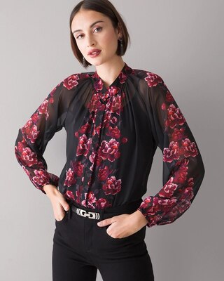 Long-Sleeve Floral Blouse