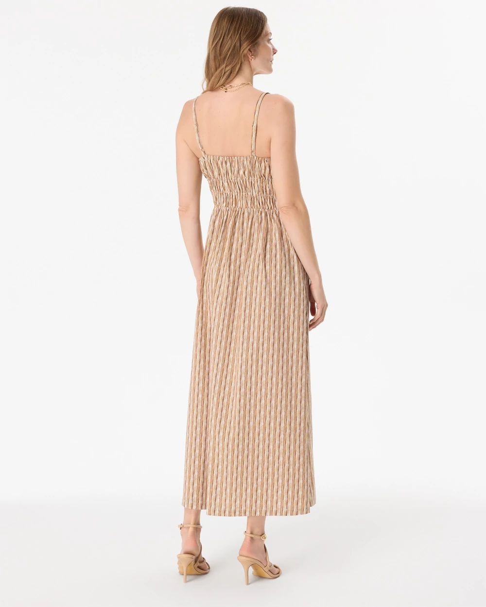 Poplin Smocked Waist Midi Dress click to view larger image.