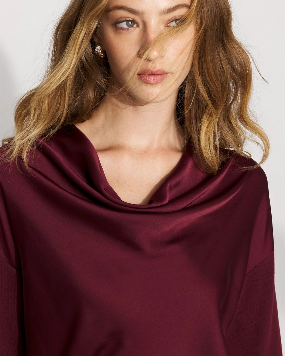 Petite Satin Mix Snit Top