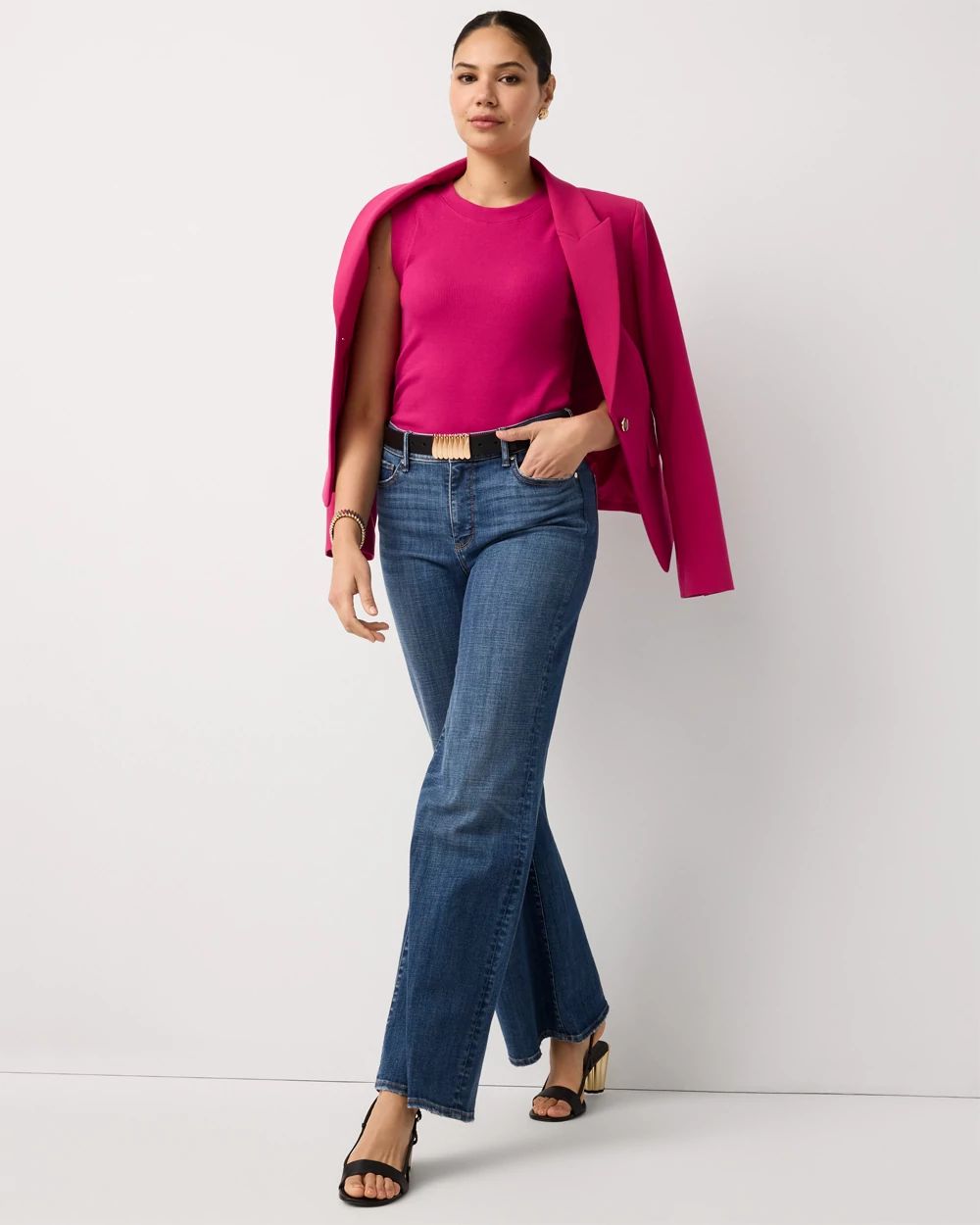 WHBM FORME™ Ribbed Stretch Ruched Side Tank click to view larger image.