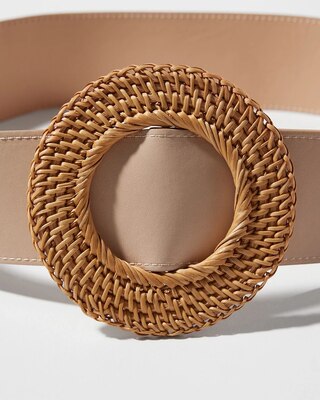 Wide Rattan Buckle Belt