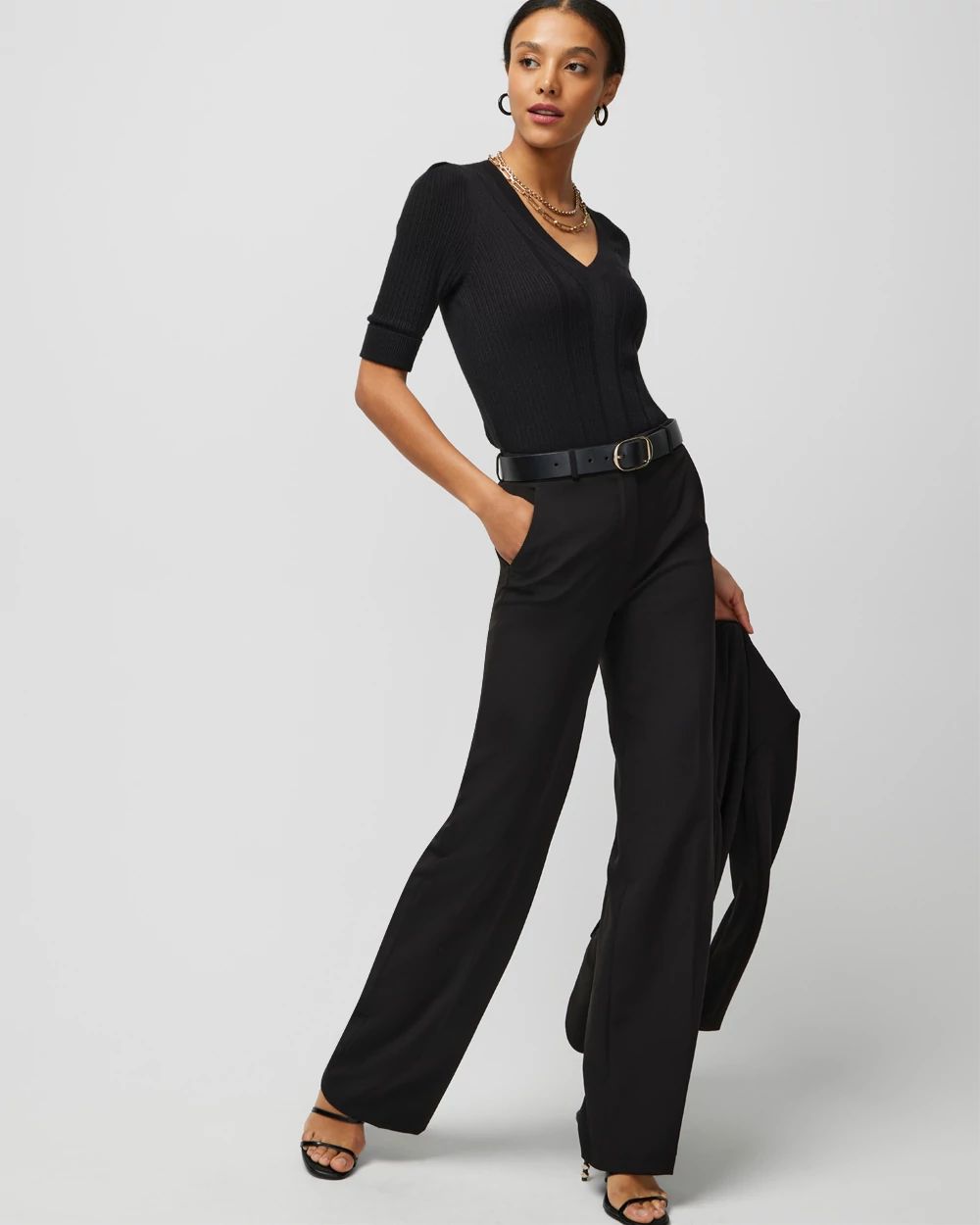 Cashmere-Blend Elbow-Sleeve Sweater