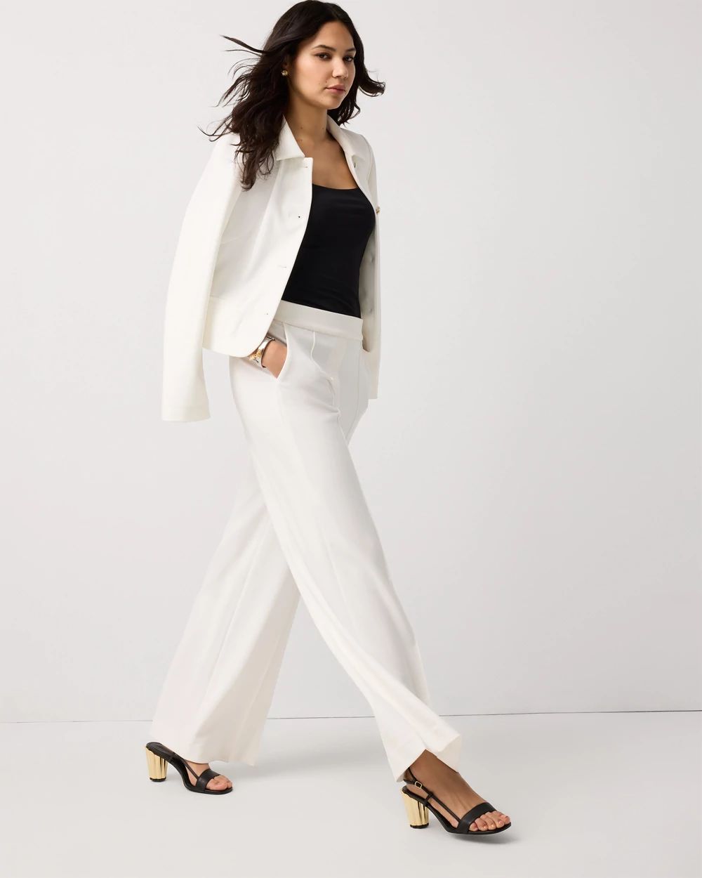 Knit Crepe Pull-On Wide Leg Pant click to view larger image.