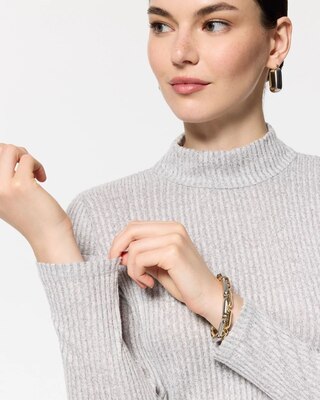 Ribbed Mockneck Long Sleeve Top click to view larger image.