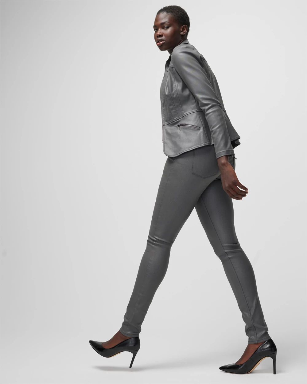 Curvy High-Rise Coated Skinny Jeans