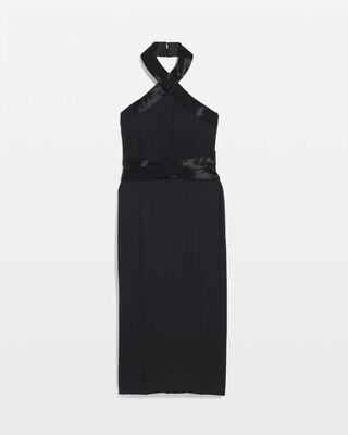 Embellished Halter Midi Dress click to view larger image.