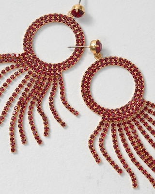 Red & Gold Fringe Hoop Earrings click to view larger image.