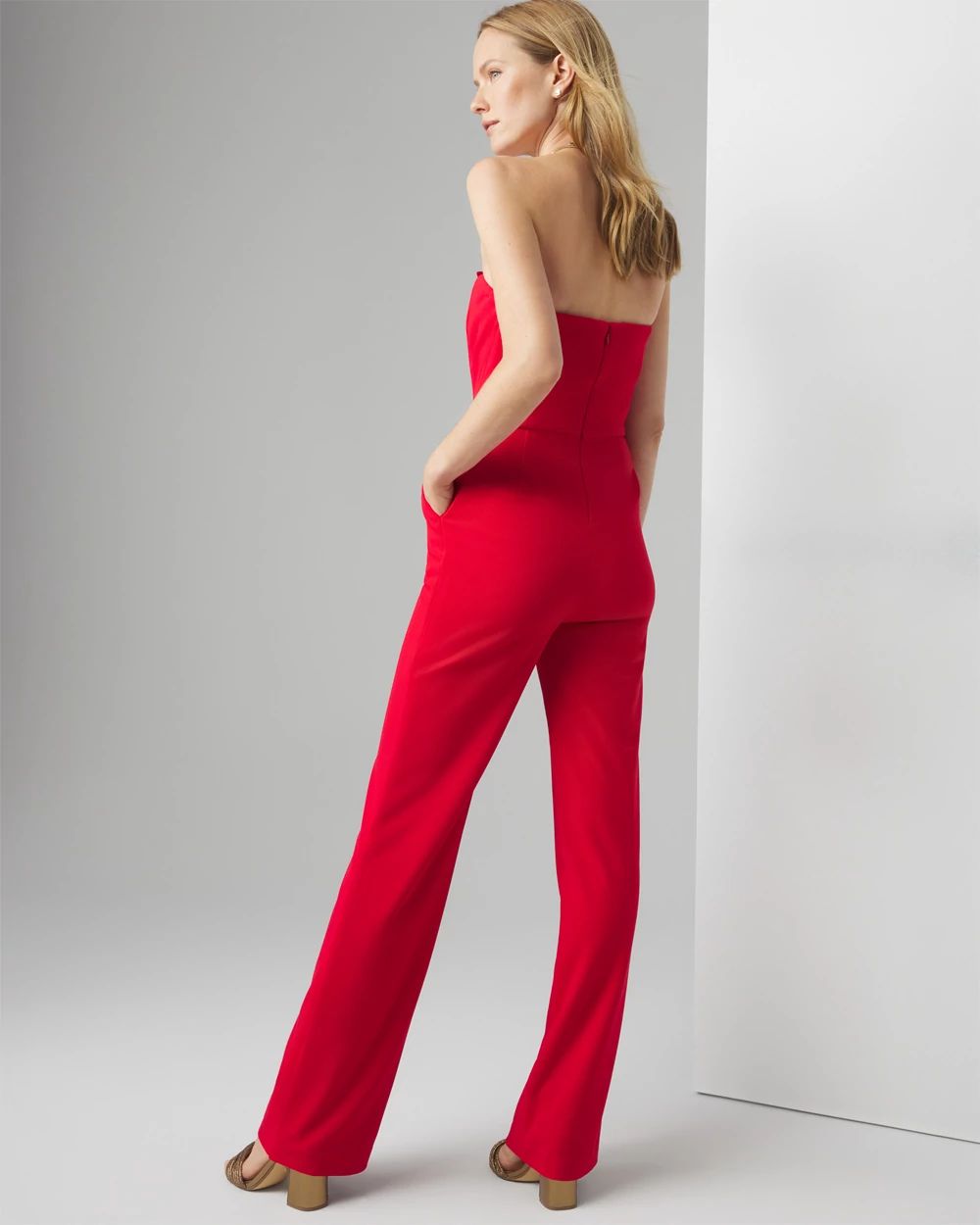 Petite Strapless Tuxedo Jumpsuit