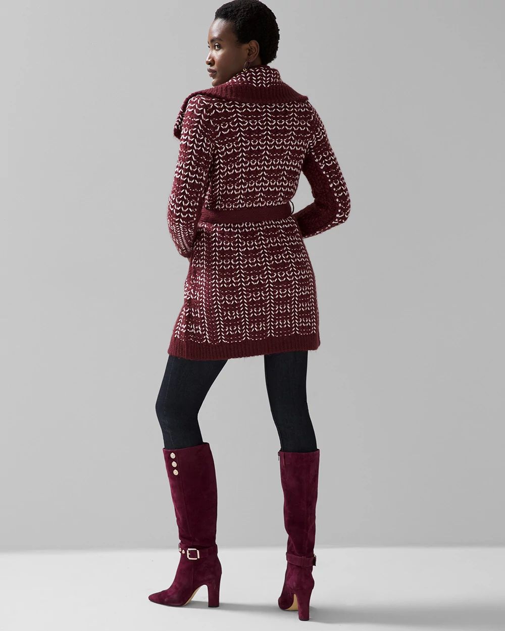 Braided Plaid Sweater Coat