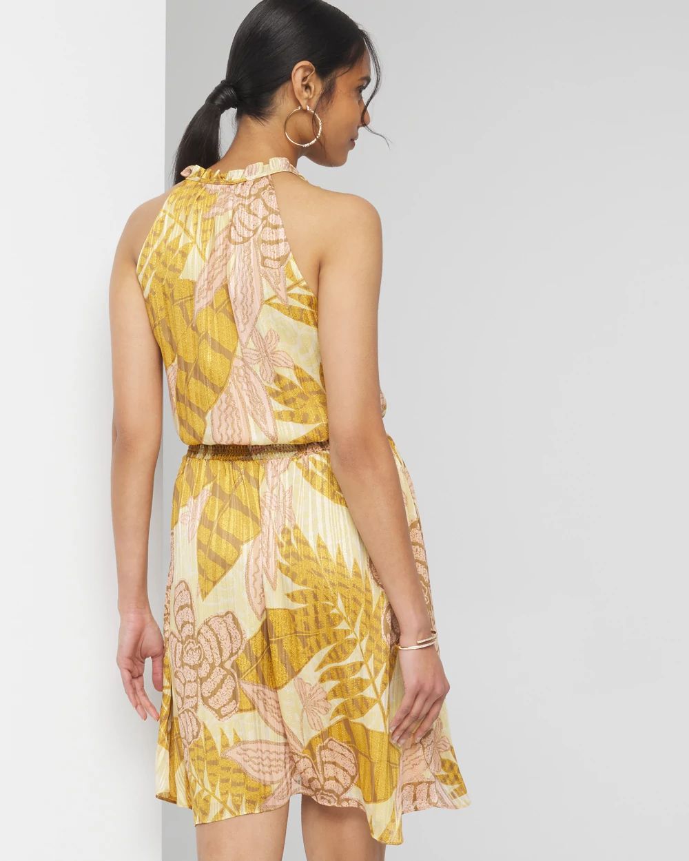 Sleeveless V-Neck Halter Blouson Dress