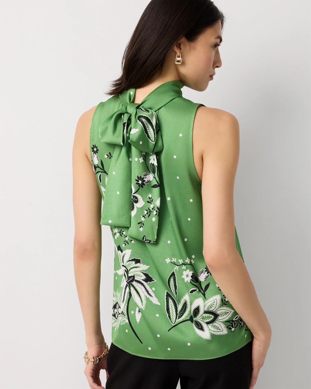 Bow Back Satin Halter Blouse