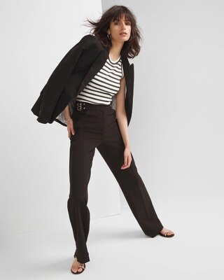 Buckle-Waist Wide-Leg Pant