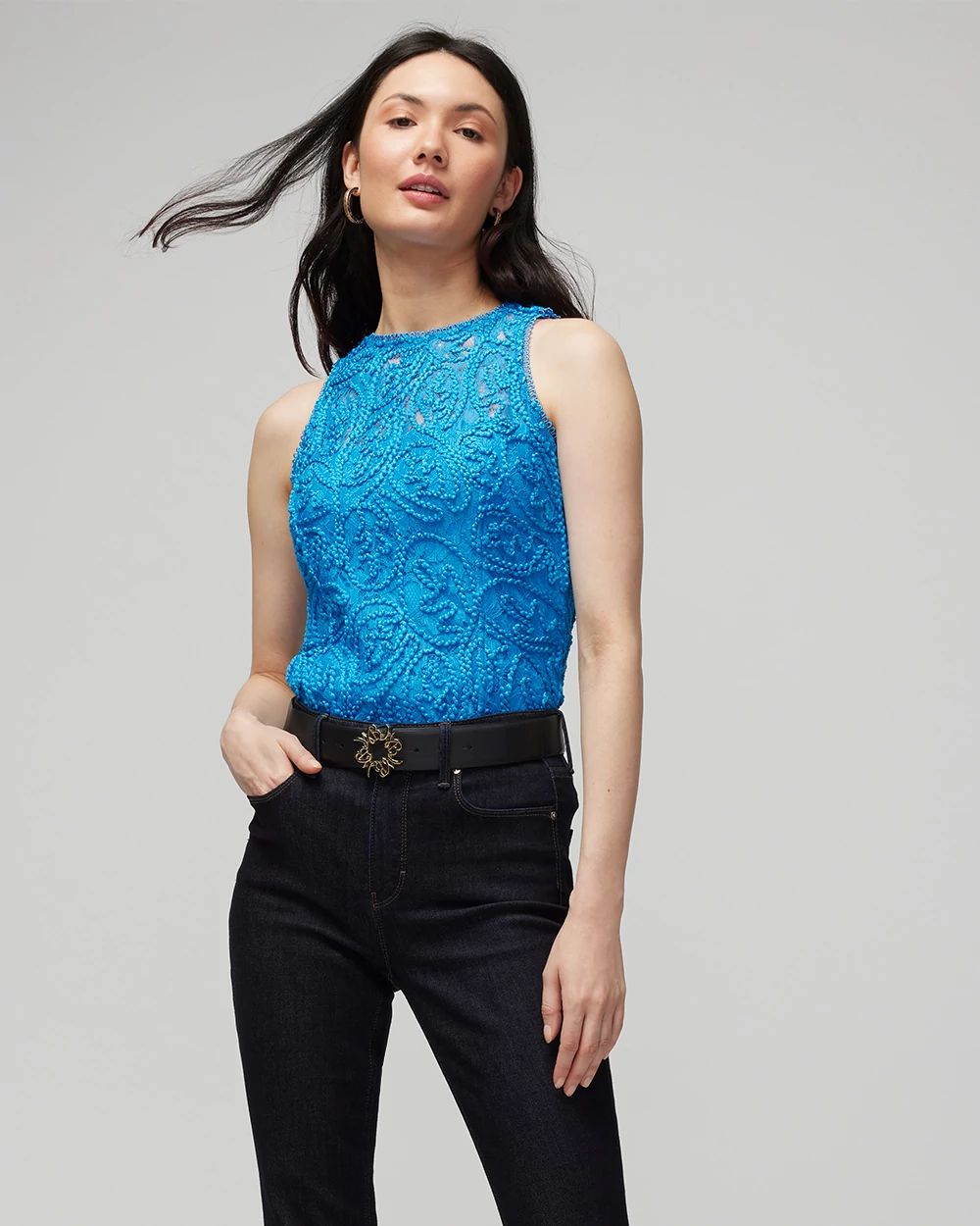 Sleeveless Lace Shell