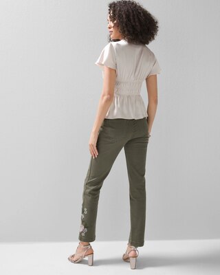 Smocked Flutter-Sleeve Blouse