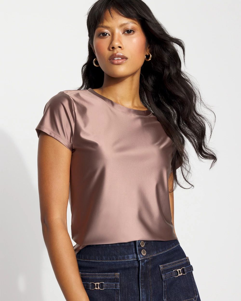 Glossy Jersey Crewneck Tee