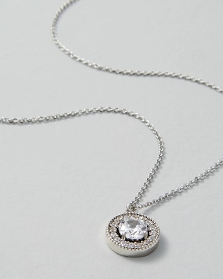 Silvertone Crystal Pendant Necklace click to view larger image.