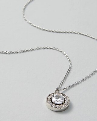 Silvertone Crystal Pendant Necklace