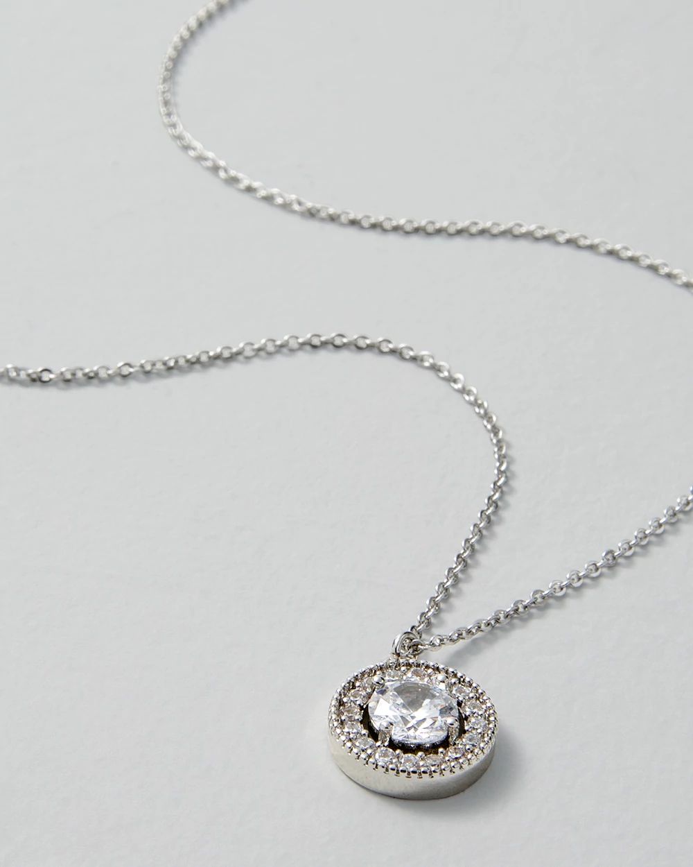 Silvertone Crystal Pendant Necklace