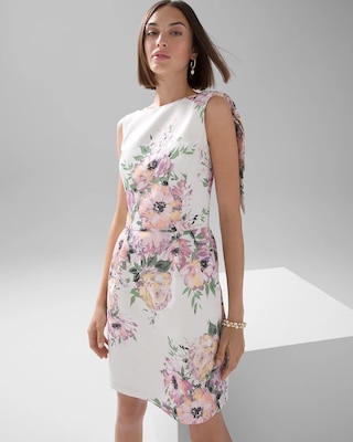 Sleeveless Floral Faille Fit & Flare Dress click to view larger image.