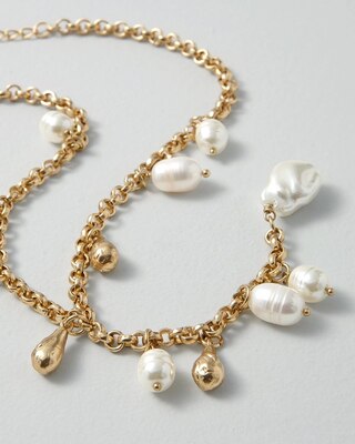 Freshwater Pearl & Goldtone Y Necklace