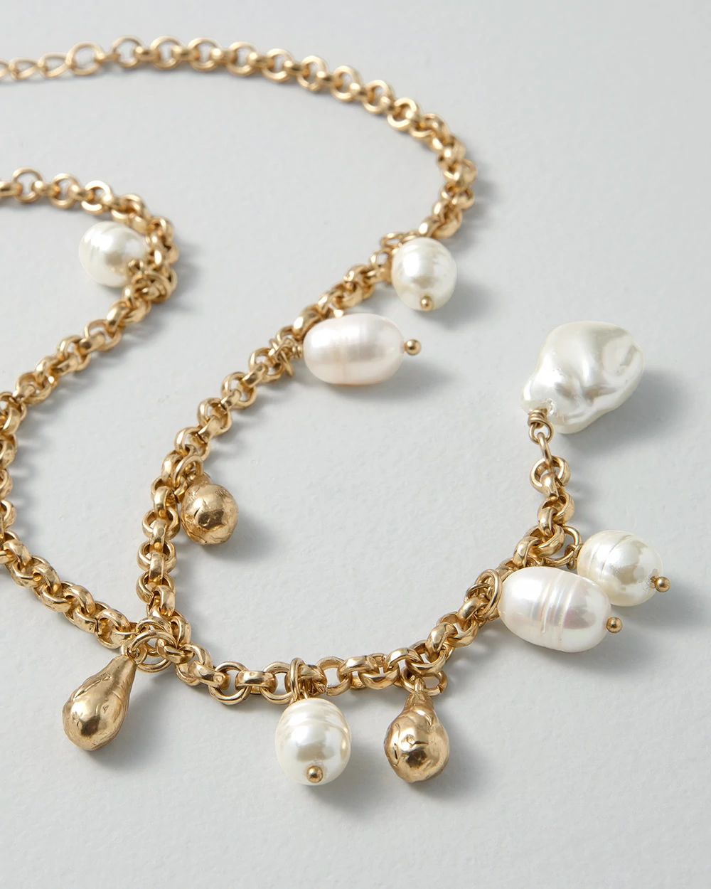 Freshwater Pearl & Goldtone Y Necklace