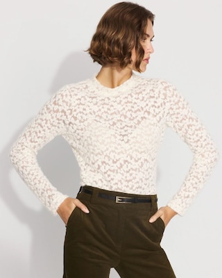 Textured Lace Mockneck Top