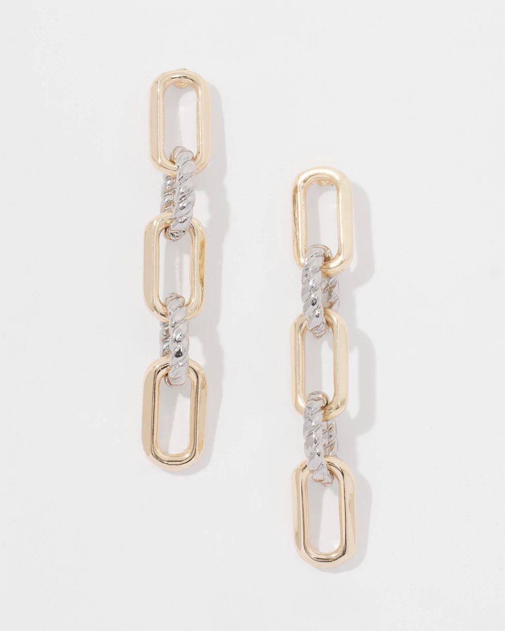 Mixed Metal Links Drop Earrings